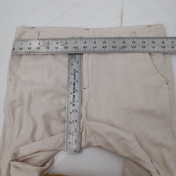 Alexander McQueen Pants Womens 42 Cropped Capri linen cuffed Mid Rise Cream - Picture 6 of 13